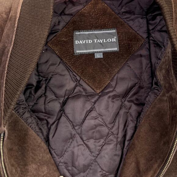 Vintage 90s Suede Leather Jacket David Taylor Size Large - Picture 2 of 4
